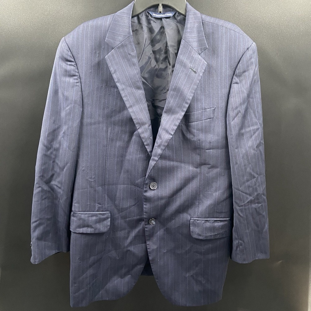 Coppley‎ Ermenegildo Zegna 36R Pinestripe Navy Wool Silk Blend 2 Button Blazer